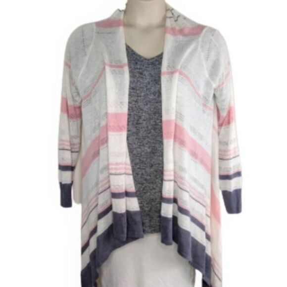 Rachel Zoe Sweaters - Rachel Zoe Striped Fly Away Front Open Cardigan